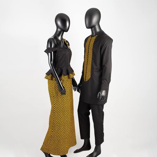 African Sexy Beading Long Dresses for Women Matching Couple Outfits Dashiki Men Clothes Shirt and Pant Sets3