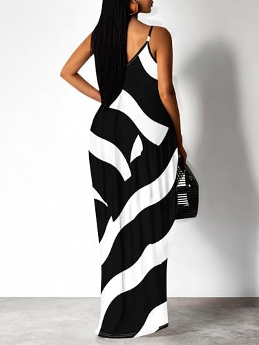 Image of Women's Summer Maxi Dress Spaghetti Strap Floral Boho Beach Long Sundress with Pockets
