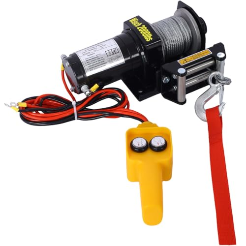 Winch eléctrico ATV 2000 lb 12V con placa de montaje