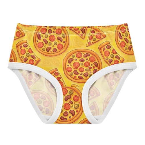 Joisal Cotton Girls Underwear Toddler Cartoon Pizza Yellow Cute Panties Girl Pattern Briefs Girls Undies 2t
