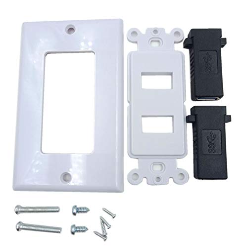 4.2A USB 3.0 Receptacle Outlets Wall Plates Panel, Haokiang 2 High Speed USB 3.0 Charging Dual Female Port Wall Plates Included, Size 115 MM x 70 MM