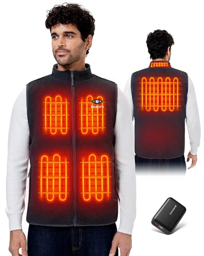 Image of WASOTO Heated Vest for Men Fleece Vest 16000mAh Battery Pack Charger Included Rechargeable Lightweight for Hunting Cycling