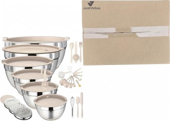 Rührschüssel-Set Edelstahl 26-teilig – mit Deckel & Reibe