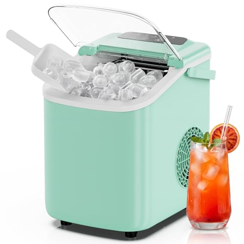 Image of NEWBULIG Ice Maker, Countertop Ice Machine with Handle | 9 Bullet Cubes in 6-8 Mins, 26lbs Daily, Self-Cleaning with Basket and Scoop for Home /Kitchen /Camping /RV