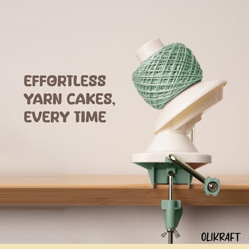 Image of Olikraft Manual Yarn Winder | Yarn Ball Winder, Roller, Baller Crochet Spinner for Crocheting | Clamp for 1 3 /4 inch Surfaces | Create Cakes up to 4oz (Smoke Green)