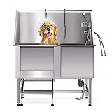 MIT ZUBEHÖRTEILS --- Es enthält alles, was Sie für Hundedusche benötigen: Wasserhahn mit Heiß- / Kaltwasserknopf, aufsteckbarer Schlauch mit Hochdruck-Sprühduschkopf, Überkopf-Pflegearm, Ablaufset mit Haarfalle und Shampoo-Rack usw.
