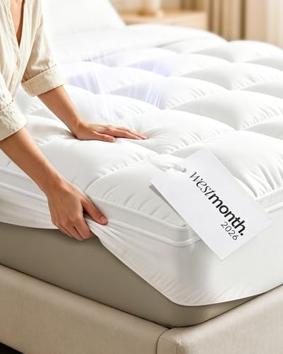 Westmonth Mattress Topper Upgrade Premium Quilted 1000gsm Extra Thick Mattress Topper Fluffy Soft & Breathable Cooling Memory Foam Mattress Topper for Back Pain 8-21 Deep Pocket (Queen)