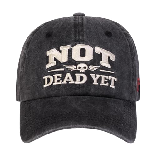 Pavsicgn Gorras De Béisbol para Mujer | Gorra de algodón Transpirable Bordada,Cachucha de béisbol Ajustable para Hombre con diseño Retro de Texto Not Dead,para Mayores, Senderismo y Ciclismo