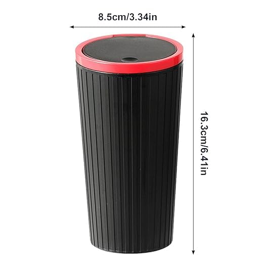 Image of Press On Switch Type Round With Cover Car Trash Can, Garbage Bin Storage Vehicle Waste Holder Garbage Organizer Holder The Cars Watertight Plastic Trash Can Rack
