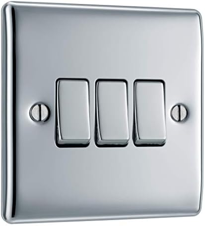 BG Electrical NBS22G-01 Double Switched Power Socket, Brushed Steel, 13 Amp
