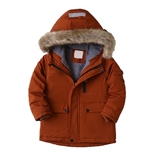 Toddler Kids Boys Girls Thicken Fashion Coat Solid Hooded Jacket Toddler Windproof Thick Warm Outwear Coat for Big Boys