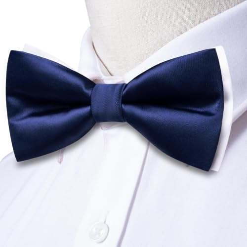Image of Dubulle Mens Paisley Striped Bowtie Set Pre-tied Bowtie for Men and Pocket Square Set Wedding Business