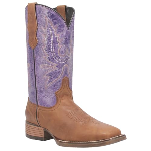 Laredo Womens Mara Embroidery Square Toe Casual Boots Mid Calf Low Heel 1-2" - Brown, Purple2