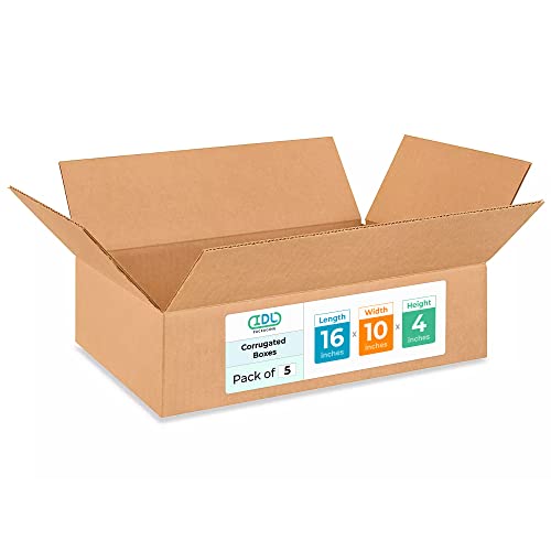 Medium Moving &amp; Shipping Boxes 16 x 10 x 4 inches (5-Pack) - Extra Strength 200 lb vs Regular - Corrugated Strong Boxes for Shipping - Cardboard Box for Delivery - Heavy Duty Box by IDL Packaging