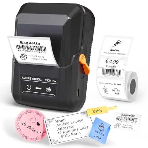 SUPVAN T50M Pro Étiqueteuse avec Larges Étiquettes Étanches, Compatible avec Smartphone & PC (Windows/macOS) pour la Rentrée, la Maison, la Cuisine, l'école et Le...