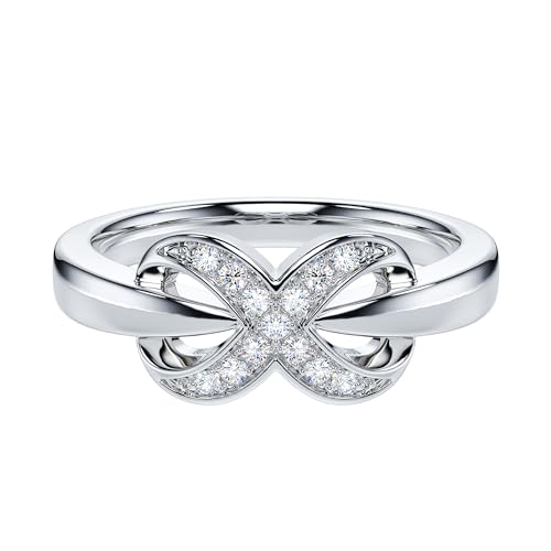 THELANDA Genuine Moissanite or Simulated Diamond Tapered Shank X Shape Infinity Promise Engagement Ring For Women