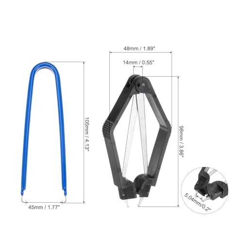 Image of uxcell IC Chip Extractor 100mm Stainless Steel with U Shape IC Chip Switch Puller Blue for Component Motherboard, 2pcs