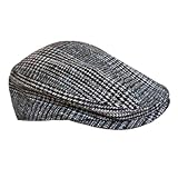 [Eternal Leaf] ハンチング帽子 ツイード ヘリンボーン ハンチング メンズ FT7006 (M, チェック ブルー)