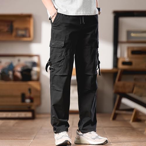 XYXIONGMAO Men's Hip Hop Cargo Pants Loose Multi Pocket Cotton Sweatpants Grey Streetwear Techwear Tactical Pants for Men3