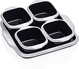 Backformen Set Porzellan, LOVECASA 1er Auflaufformen + 4er mini Förmchen Set, Ofenform Pastetenform Set und Snacksschalen, quadratisch