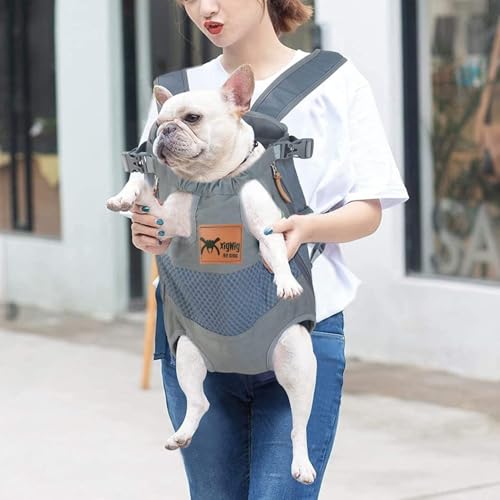 Image of Pet Carrier Backpack Adjustable Puppy Cat Dog with Wide Straps Shoulder Pads Carrier Backpack Travel Bag, for Small Medium Pet (Grey, M1 Medium)
