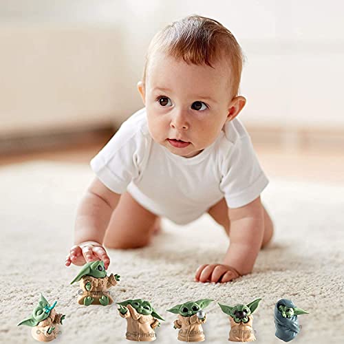 Image of Trunkin Baby Yoda Rubber Doll Gift Toys 2-2.4 Inch Mandalorian Yoda Baby Action Toys (Set A) | Yoda Figures 6Pcs /Set Action Figurine,Multicolor
