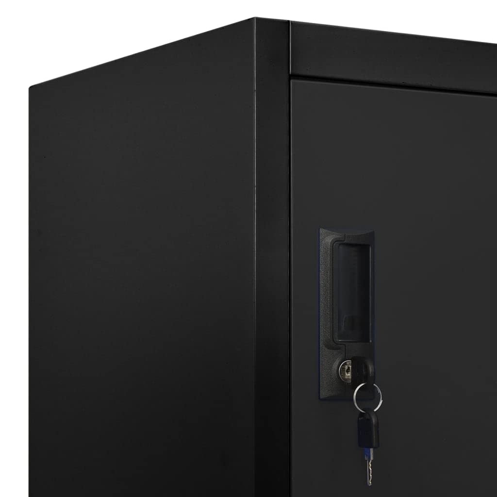 vidaXL Armoire à Casiers Classeur Meuble de Rangement d'Equipements de Sport Produits de Nettoyage Intérieur Bureau Noir 90x45x180 cm Acier
