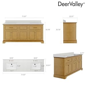   Deer-Valley-72-Bathroom-Vanity-with-Double-Sink-Top-Pre-Assembled-Vanity-with-Soft-Close-Drawers-and-Splash-Guard-Pre-drilled-3-Hole-Expansive-Storage-Natural-Wood-Color