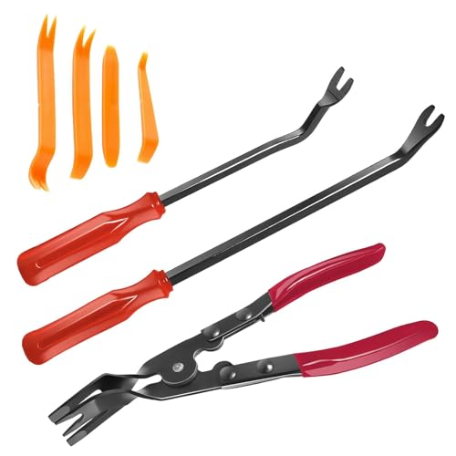 DEANKEJI Outil Demontage Garniture, Acier au Carbone Kit Demontage Plastique Voiture, Pinces de Clip pour Voiture, pour le Démontage des Autoradios et des...