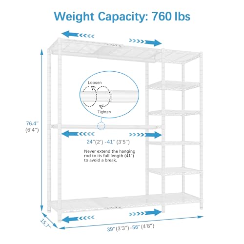 Image of VIPEK X2 Expandable Clothes Rack Portable Closet Organizer System White