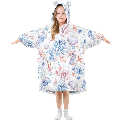 Couverture à capuche enfant hippocampe cadeau polaire fille garçon