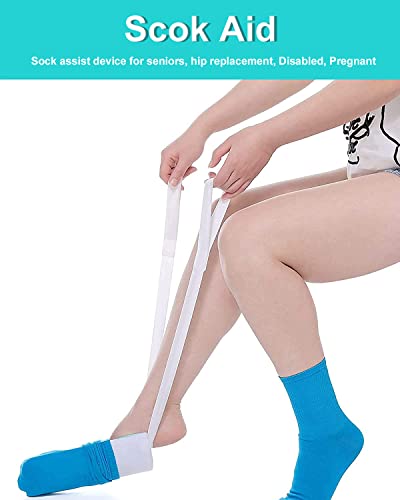 Fanwer Sock Aid Kit -Sock Aide Device For Seniors With Adjustable Shoe Horn, Flexible Sock Helper Easy On Easy Off, Sock Assist Device For Elderly, Pregnant, Hip Surgery Recovery Aids For Daily Living #TOP1