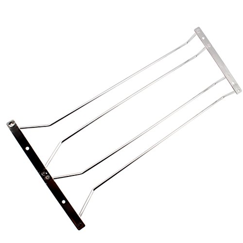 Abcsea 40 cm Soportes para Colgar Copas, Stain Steel Wine Rack, Soportes cromados para Copas de Vino o Debajo del gabinete Cromado, 1 Unids (2 Filas)