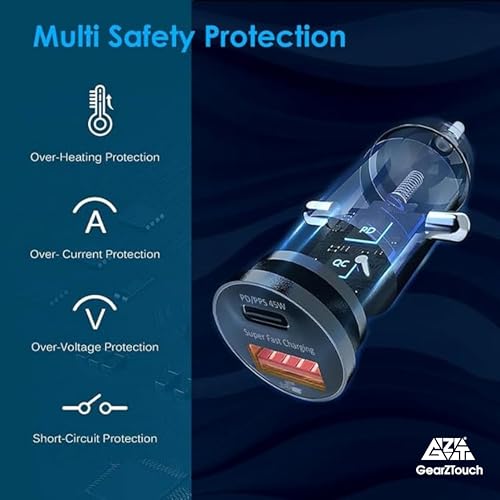 Image of GZT 125W Fast Smart Car Charger with 1.2M USB - C Cable Dual Port All Metal PD Quick 45W PD /PPS +80W SuperVOOC Compatible with iPhone & Android Samsung, Vivo, Oppo & Tablets All Brand (Black)