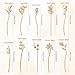 Lawie 10 Pack Gold Hair Sticks Flower Leaf Decorative Metal Long Hair Pins Bun Holders Chopsticks for Hair Chinese Hanfu Costume Retro Vintage Fancy Headpieces Accessories for Women Girls