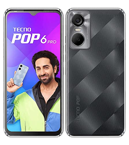 Image of Transparent Soft Silicone TPU Flexible Back Cover Compatible with Tecno Pop 6 Pro and Screen Guard