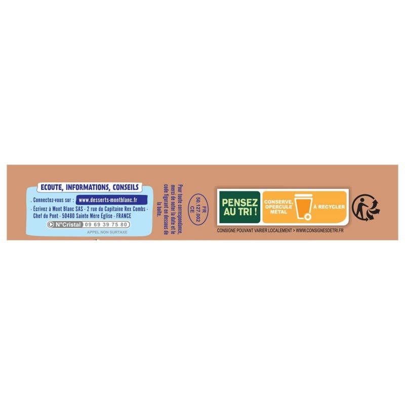 MONT BLANC - Crème Dessert Au Praliné 570G - Lot De 4