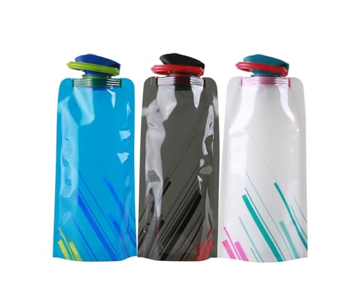 Voarge 3 borracce pieghevoli da 700 ml, bottiglia d'acqua pieghevole, flessibile, riutilizzabile, per escursioni, avventura, viaggi