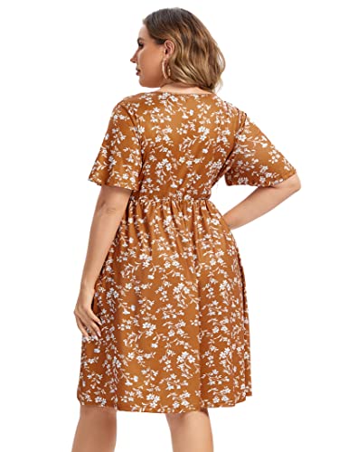 Image of ShopWonder Plus Size Dress Women's V Neck A-Line Knee Length Wrap Swing Dresses Plus Size A Line Party Mini Dress