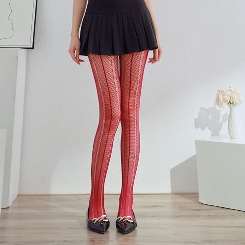 Image of Sahabowi Fishnet Pantyhose For Women Sheer High Waist Tights Control Top Mesh Stockings, Pantyhose12