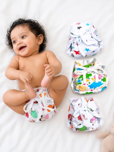 Image of superbottoms Premium DryFeel Baby Langot 0-6 months l 100% Cotton Modern Baby Nappy l Mess-free Langot with Gentle Elastics l Super DryFeel Top Layer l Diaper-free Time Essential | 3 Pack