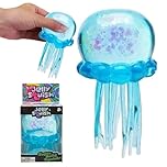 Glitter Jellyfish, Squishy Toy, Stress Relief Fidget Toy for Kids & Adults, Soft TPR Sensory Toy with Wiggly Tentacles, Portable Anxiety Relief Squeeze Ball for Office, School & Travel （Blue）