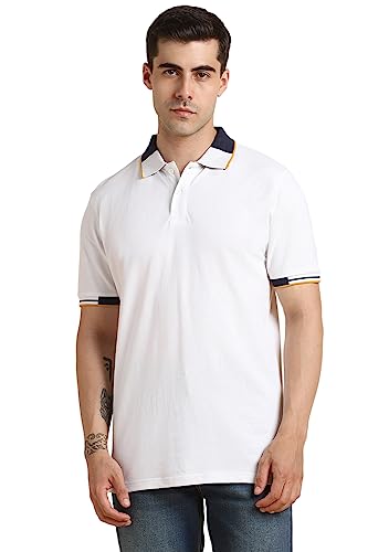 Image of Dennis Lingo Men's Regular Fit Cotton Polo Neck Solid T-Shirt