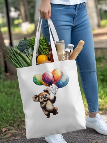Canvas Tote Bag, Koala Balloon Colorful patterned Canvas Tote Handbags for Women Shoulder Bag,4