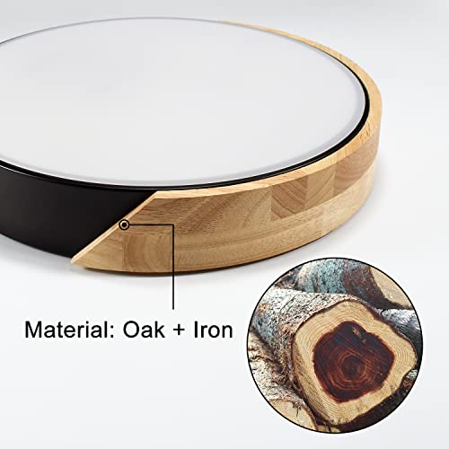 Ketom Modern Flush Mount Ceiling Light Fixture 12 Inch Led Ceiling Light, 24W Minimalist Round Shaped Wood Ceiling Lamp Warm White 3000K, Not Dimmable #TOP3
