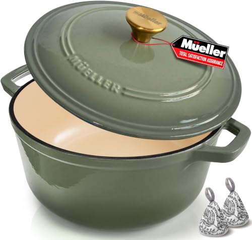 MUELLER HOME 6 Quart Enameled Cast Iron Dutch Oven...