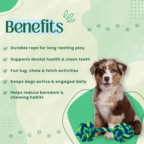 Image of Dog Rope Toys for Large /Medium Aggressive Chewers Tough Rope Chew Toy with Easy Hold Handle, Indestructible Natural Cotton Tug Rope (Cotton Rope Combo- 5)