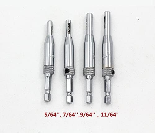 Drill Bits For 4pc Self-Centering Hinge Woodworker Cabinet Door Wood Reaming Reamer Drill Bits For 5/64" 7/64" 9/64" 11/64"
