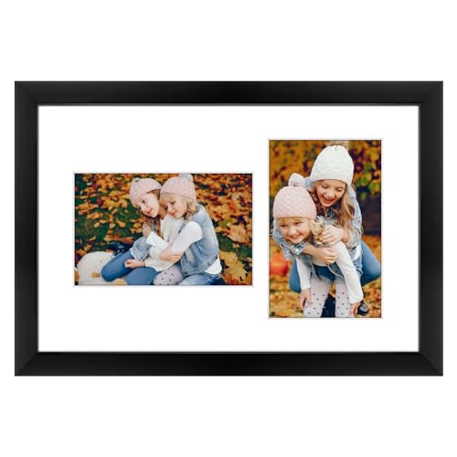 Golden State Art, 4x6 Collage Picture Frame - Solid Wood with Tempered Glass - 8x12 Multi Picture Frame - Displays (2) 4