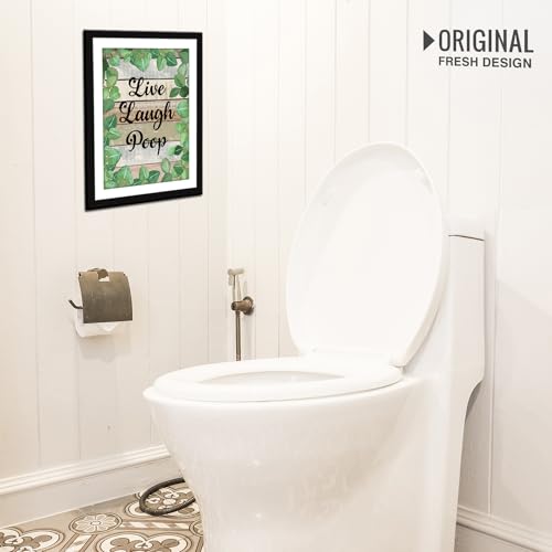 Image of Chaka Chaundh - bathroom poster - bath posters with frame - bathroom quotes framed posterss - bath etiquette poster - bathrooms rules posters - (14 X 11 inches) (Live Laugh - Foral)